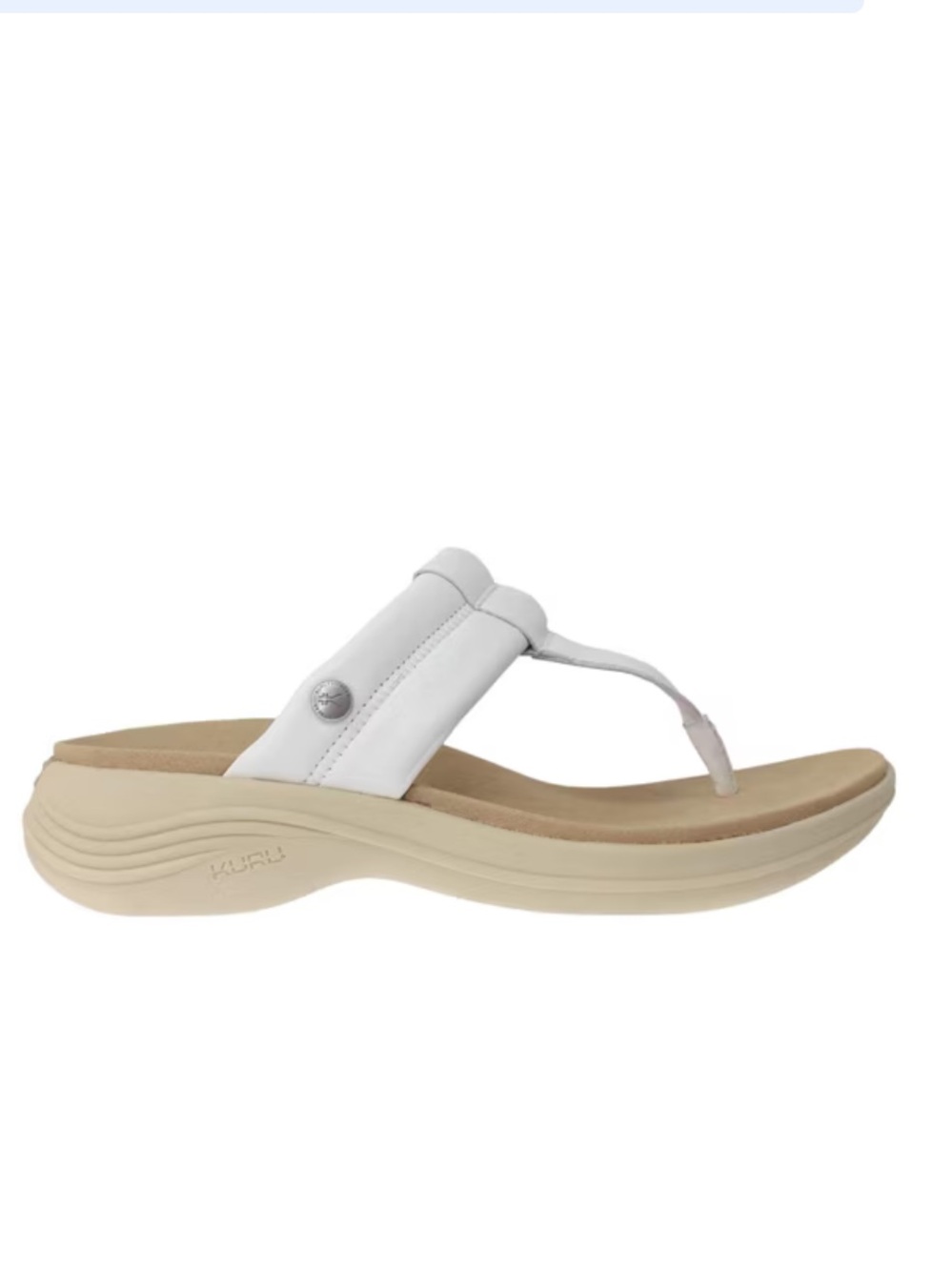 KURU Women's White and Tan Thong Sandal 8 NEW